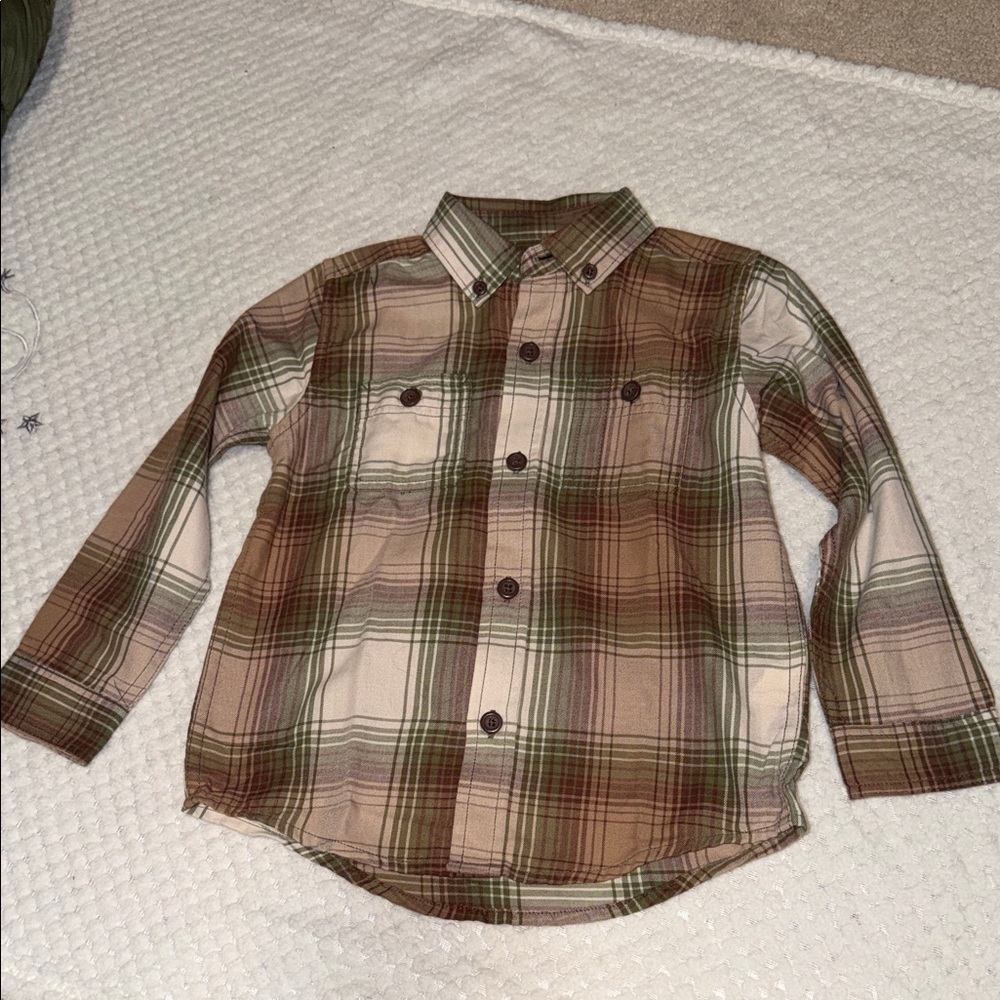 The Children's Place Green and Brown Plaid Shirt